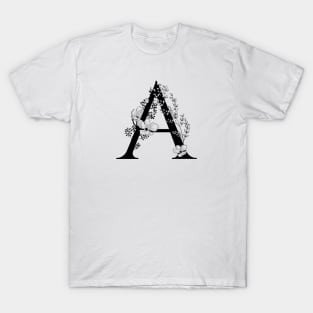 Letter A Monogram - Floral Initial T-Shirt